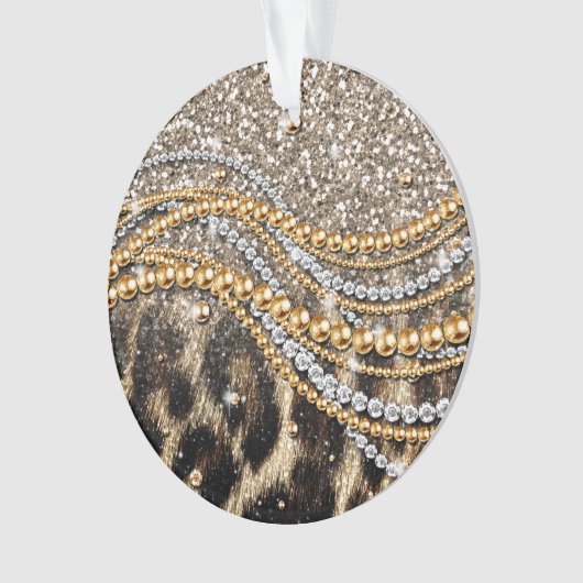 Prachtige teedy Leopard Faux Dierendruk Ornament (voorkant)