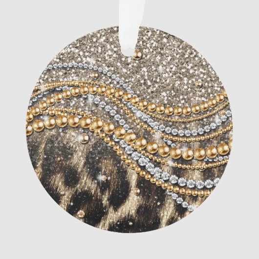 Prachtige teedy Leopard Faux Dierendruk Ornament (voorkant)
