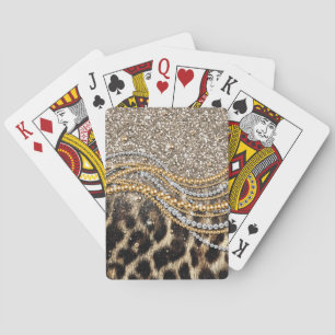 Prachtige teedy Leopard Faux Dierendruk Pokerkaarten