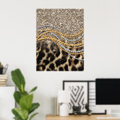 Prachtige teedy Leopard Faux Dierendruk Poster (Thuiskantoor)