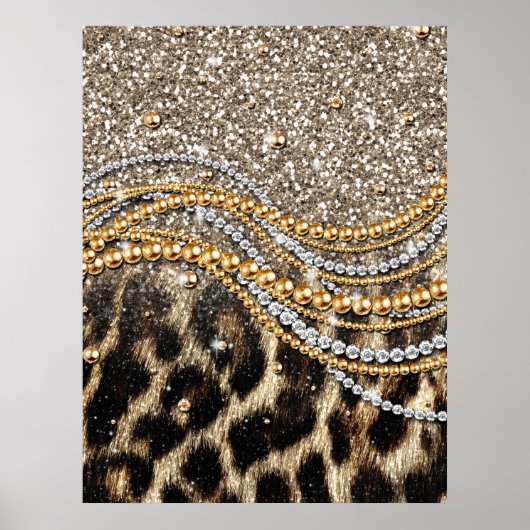 Prachtige teedy Leopard Faux Dierendruk Poster (Voorkant)