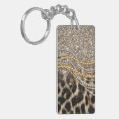 Prachtige teedy Leopard Faux Dierendruk Sleutelhanger (Voorkant Links)