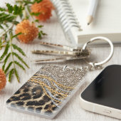 Prachtige teedy Leopard Faux Dierendruk Sleutelhanger (Voorkant Rechts)
