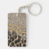 Prachtige teedy Leopard Faux Dierendruk Sleutelhanger (achterkant)