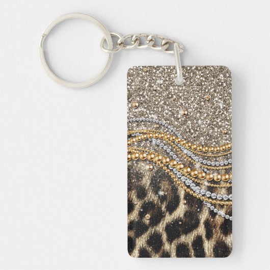 Prachtige teedy Leopard Faux Dierendruk Sleutelhanger (Voorkant)