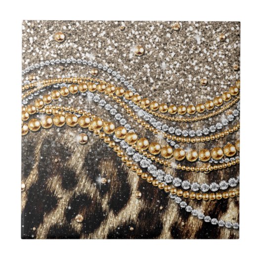 Prachtige teedy Leopard Faux Dierendruk Tegeltje (Voorkant)