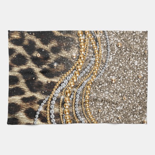Prachtige teedy Leopard Faux Dierendruk Theedoek (Horizontaal)