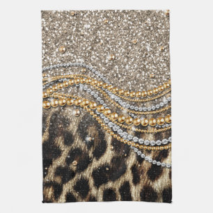 Prachtige teedy Leopard Faux Dierendruk Theedoek