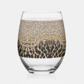 Prachtige teedy Leopard Faux Dierendruk Wijnglas Zonder Voet (Voorkant)
