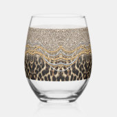 Prachtige teedy Leopard Faux Dierendruk Wijnglas Zonder Voet (Achterkant)