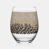 Prachtige teedy Leopard Faux Dierendruk Wijnglas Zonder Voet (Rechts)