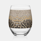 Prachtige teedy Leopard Faux Dierendruk Wijnglas Zonder Voet (Links)