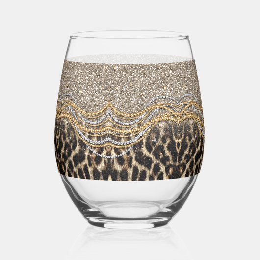 Prachtige teedy Leopard Faux Dierendruk Wijnglas Zonder Voet (Links)