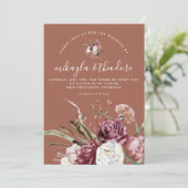 Prachtige terracotta boho bloemen kaart (Staand voorkant)