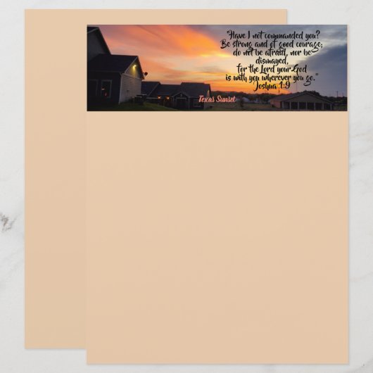 Prachtige Texas Sunset Briefpapier Schrift (Voorkant / Achterkant)