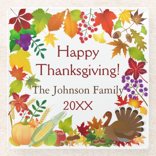 Prachtige Thanksgiving Harvest Glazen Onderzetter (Voorkant)