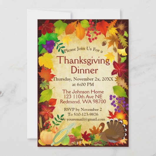 Prachtige Thanksgiving Harvest Kaart (Voorkant)