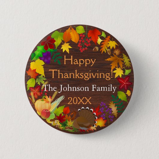 Prachtige Thanksgiving Harvest Ronde Button 5,7 Cm (Voorkant)
