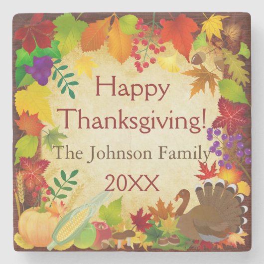 Prachtige Thanksgiving Harvest Stenen Onderzetter (Voorkant)