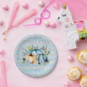 Prachtige Thanksgiving Waterverf Pumpkin Blue Papieren Bordje (Feest)