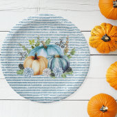 Prachtige Thanksgiving Waterverf Pumpkin Blue Papieren Bordje