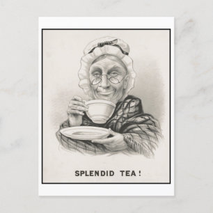 Prachtige thee grappige vintage ansichtkaart briefkaart