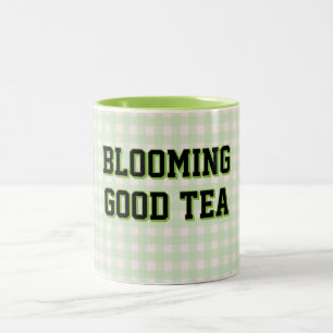 Prachtige THEE Groen Gingham achtergrond Tweekleurige Koffiemok