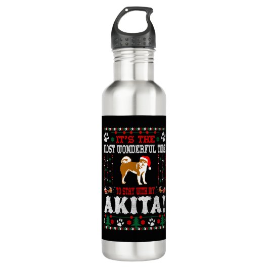 Prachtige tijd met akita kerst lelijke trui waterfles (Voorkant)