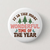 Prachtige tijd retro groovy kerst Feestdagen Ronde Button 5,7 Cm (Voorkant)