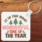 Prachtige tijd retro groovy kerst Feestdagen Sleutelhanger (Achterkant)