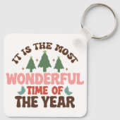 Prachtige tijd retro groovy kerst Feestdagen Sleutelhanger (Achterkant)