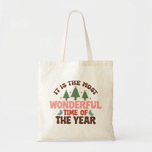 Prachtige tijd retro groovy kerst Feestdagen Tote Bag (Voorkant)