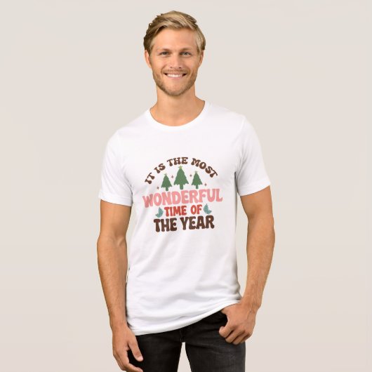 Prachtige tijd retro groovy kerst Feestdagen Tri-Blend Shirt (Voorkant volledig)