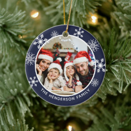 Prachtige tijd van het jaar Aangepaste foto Navy S Keramisch Ornament