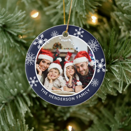 Prachtige tijd van het jaar Aangepaste foto Navy S Keramisch Ornament (Boom)