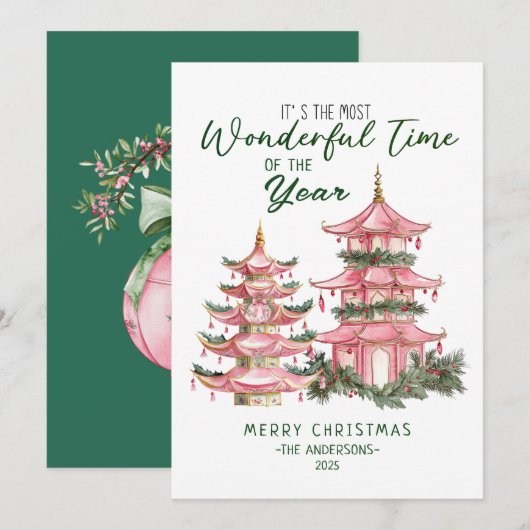Prachtige tijd van het jaar Aziatische Lantaarn Ke Feestdagenkaart (Voorkant / Achterkant)