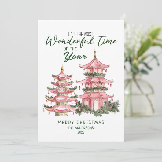 Prachtige tijd van het jaar Aziatische Lantaarn Ke Feestdagenkaart (Staand voorkant)