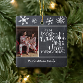 Prachtige tijd van het jaar foto roestige krijtbor keramisch ornament