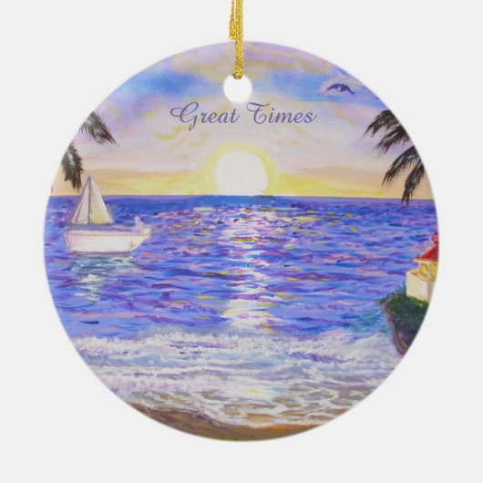 Prachtige tijden op het strand keramisch ornament (Achterkant)