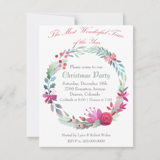 Prachtige Time Wreath kerstfeest uitnodiging (Voorkant)