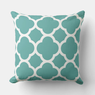 Prachtige tint blauw vierlobbig patroon kussen