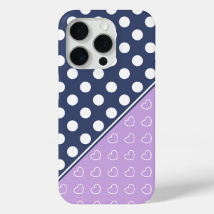 Prachtige tinten blauw en lavendel polka stippen iPhone 15 pro case