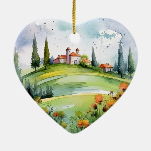 Prachtige Toscaanse schilderij Landschapskunst Keramisch Ornament (Achterkant)