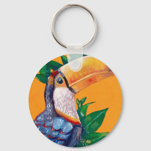 Prachtige Toucan vogelschildering Sleutelhanger (Voorkant)