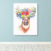 Prachtige trap met meerdere kleuren bloemen canvas afdruk (Insitu (Houten vloer))