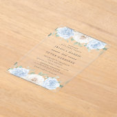 Prachtige Trending Blue Floral Wedding Acryl Uitnodigingen (Laagn)