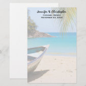 Prachtige Tropische Beach met een roeiboot bruilof Briefpapier (Voorkant / Achterkant)