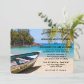 Prachtige Tropische Beach met een roeiboot bruilof Kaart (Staand voorkant)