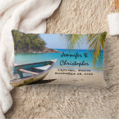 Prachtige Tropische Beach met een roeiboot bruilof Kussen (Deken)