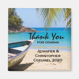 Prachtige Tropische Beach met een roeiboot bruilof Magneet